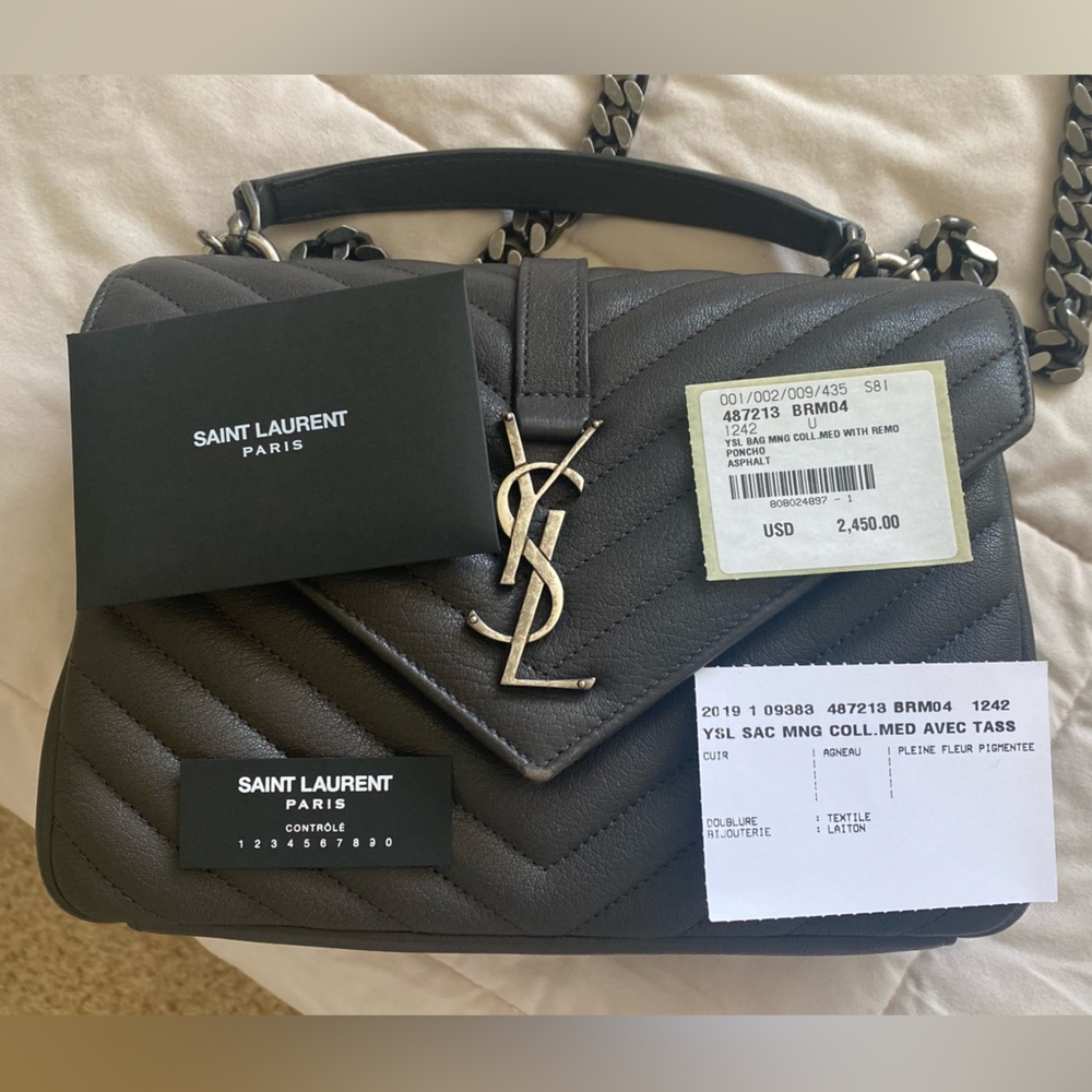 Saint Laurent 2019 Matelasse Chevron Monogram Medium College Bag - Picture 8 of 12